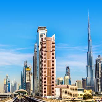 Hoge gebouwen met Burj Khalifa Dubai