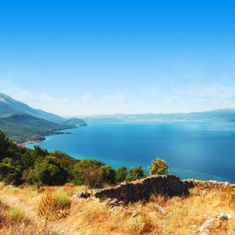 Het nationaal park Galicica in Ohrid, Macedonie