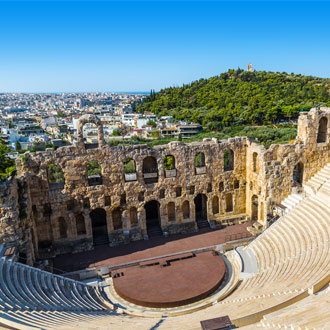 Oud theater in Athene, Griekenland
