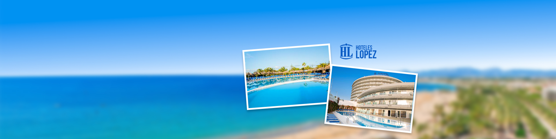 Hotelgebouw van hotelketen HL met uitzicht op het zwembad en een berg