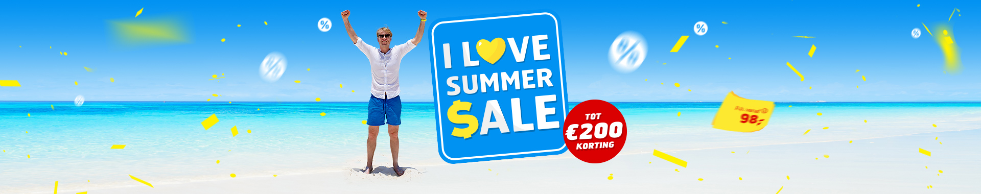 De I love Summer deals van Prijsvrij met tot 200 euro korting