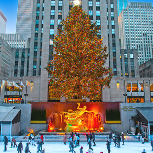 De gigantische kerstboom bij Rockefeller Center