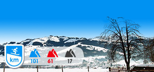 Skigebied Kitzbuhel Kirchberg met besneeuwde bergen