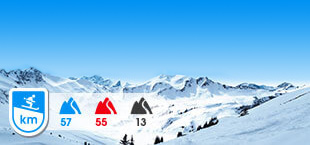 Skigebied Salzburger Sportwelt met besneeuwde bergen